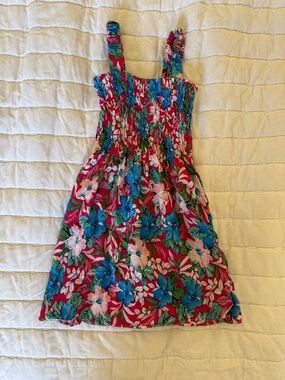 Toddler Girl Floral Dress 2T Hot Pink Tropical Smocked Summer